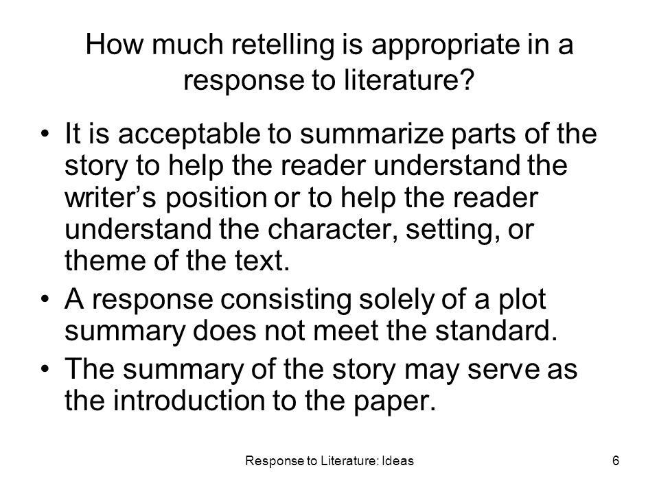 Summary and response to a story